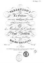 Variations for Guitare on favorite romance from opera 'La Gloire et l'Amour'
